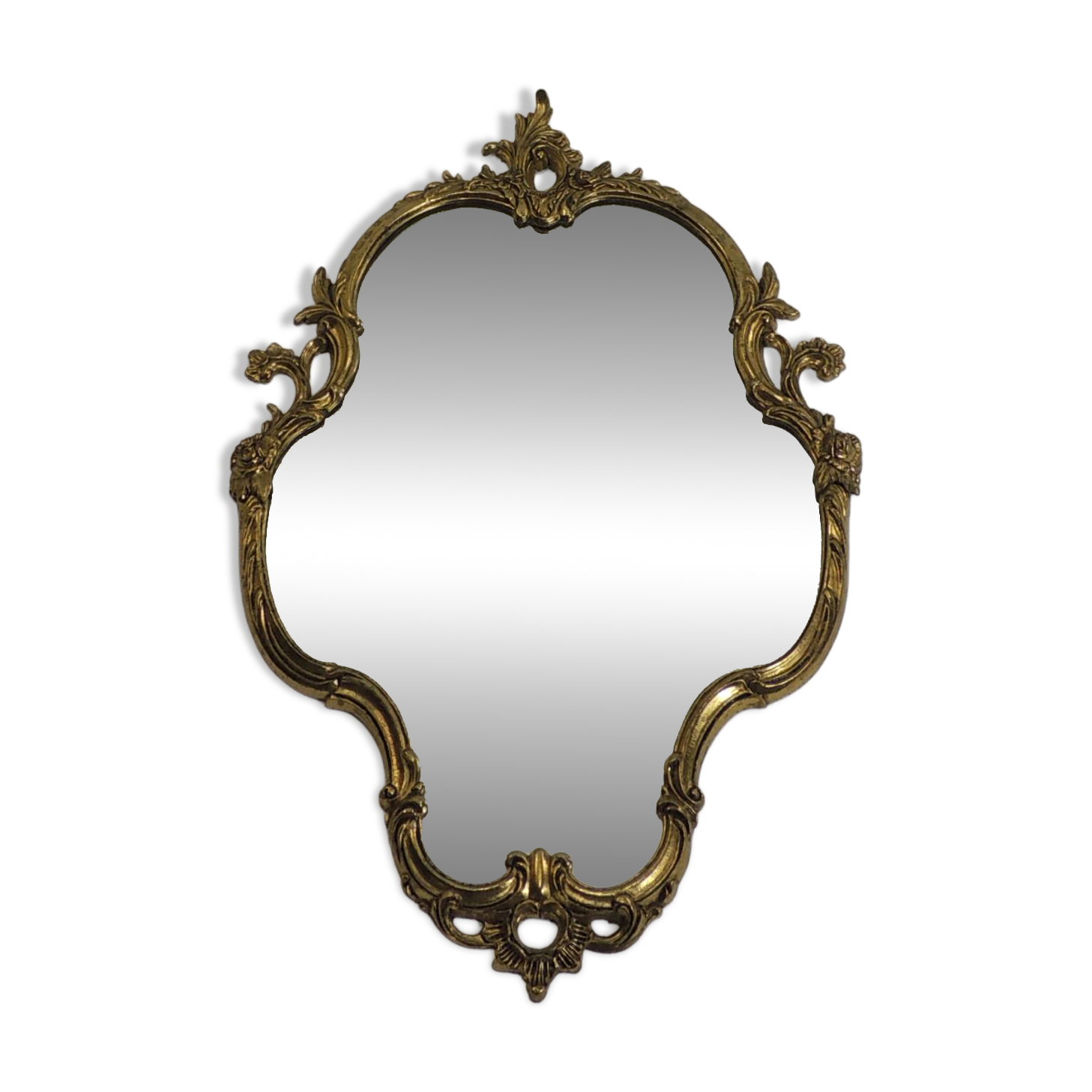 Vintage gold mirror in Louis XV style – Baroque metal frame – Wall decoration