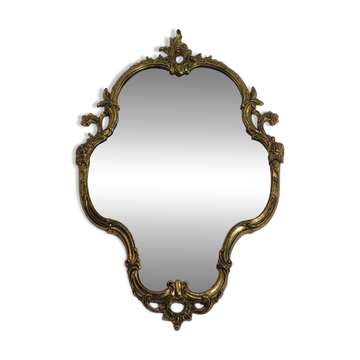 Miroir vintage doré style Louis XV – Cadre baroque en métal – Décoration mu