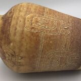 Vase vintage en céramique d’accolay, art brutaliste, signé hubert guy