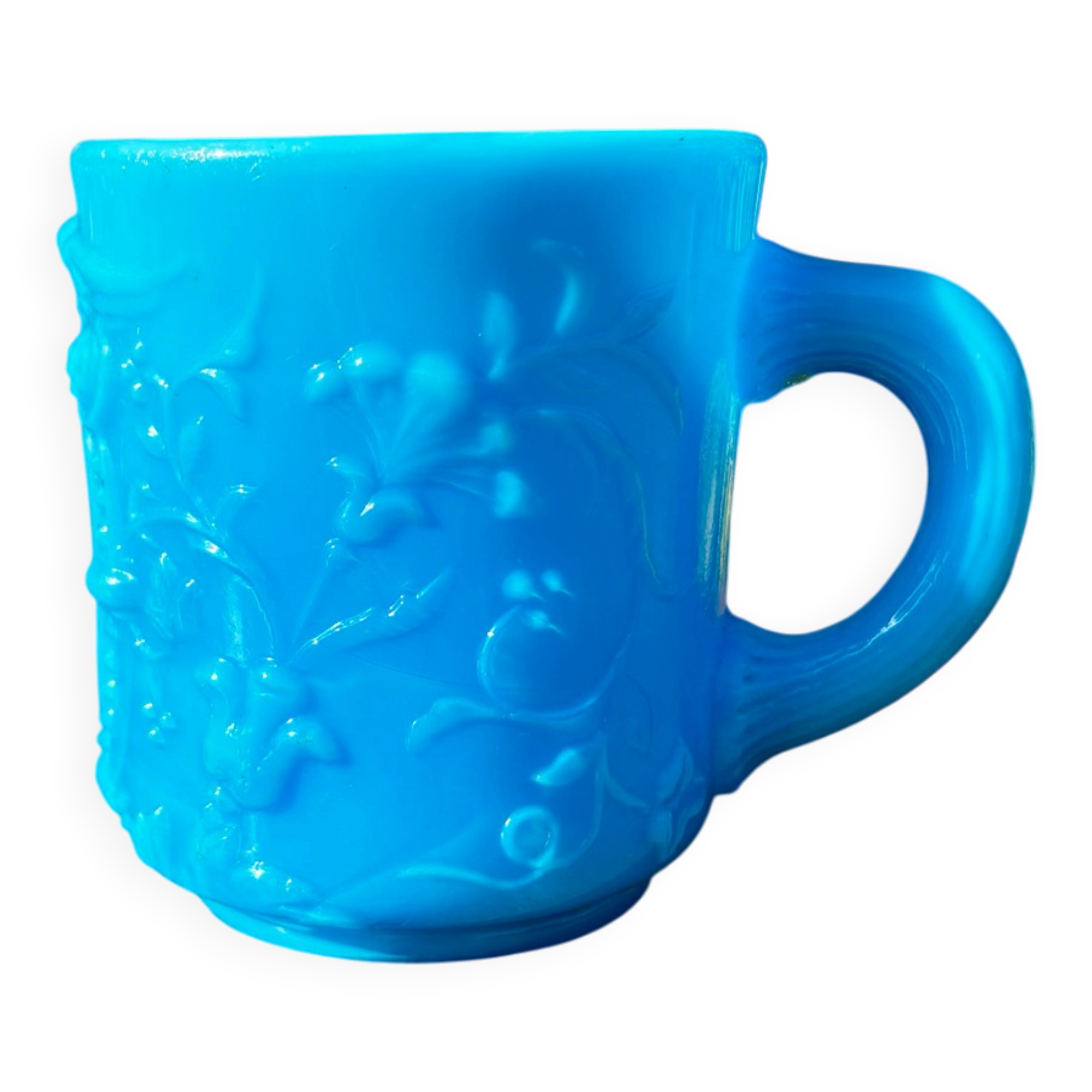 Vintage beautiful turquoise blue opaline coffee cup