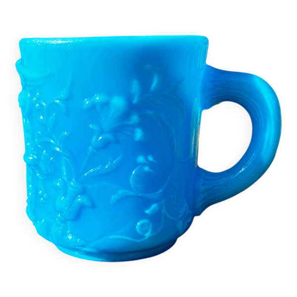 Vintage jolie tasse à café en opaline bleu turquoise