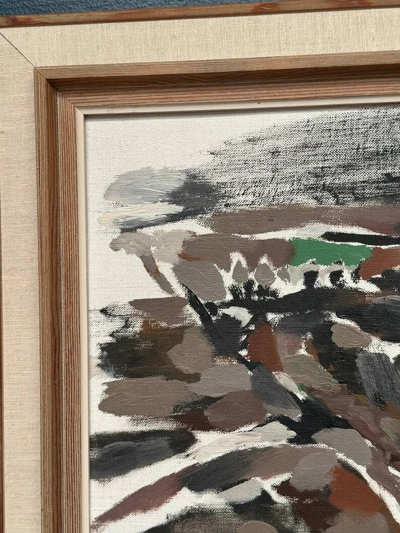 Original Swedish Oil on Canvas – "Abstract" by B. Person – Signed – Vintage and Framed – 53 x 44 cm (20.8" x 17.3")