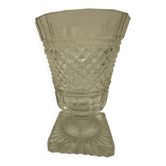 Vase en Cristal attribué à Baccarat Taille Diamants