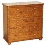 Large Victorian chest of drawers in solid pine from around 1880.