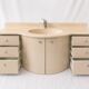 Vintage sculptural cream lacquered vanity unit with marble, 1980s.