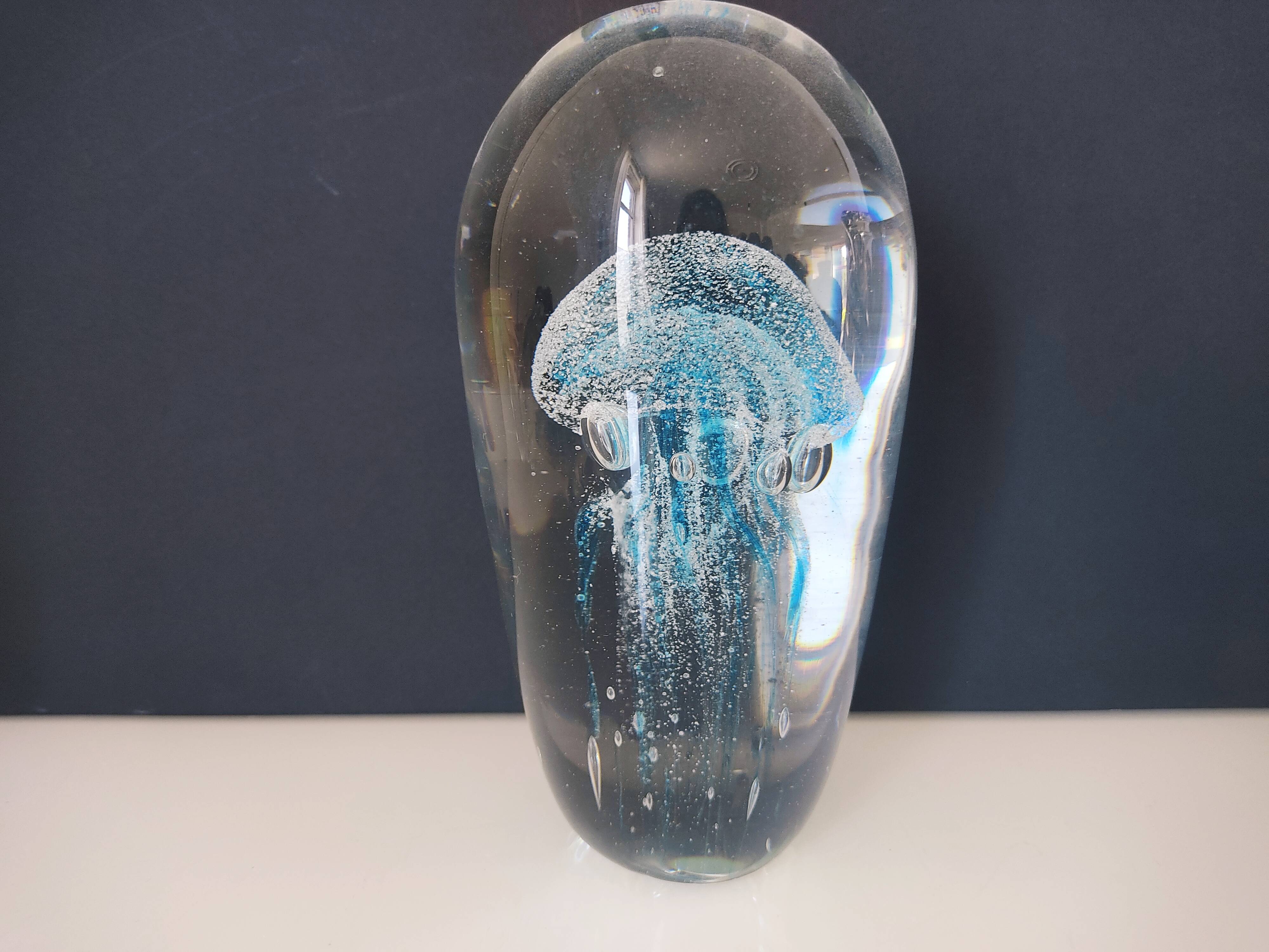 Blue jellyfish paperweight