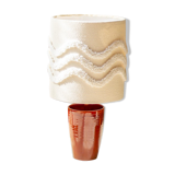 Earthenware pot lamp and lampshade with punch needle wave pattern