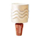 Earthenware pot lamp and lampshade with punch needle wave pattern