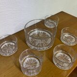 Crystal salad bowl and cups