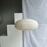 Suspension in rattan and natural japanese linen lantern shape h70 d50