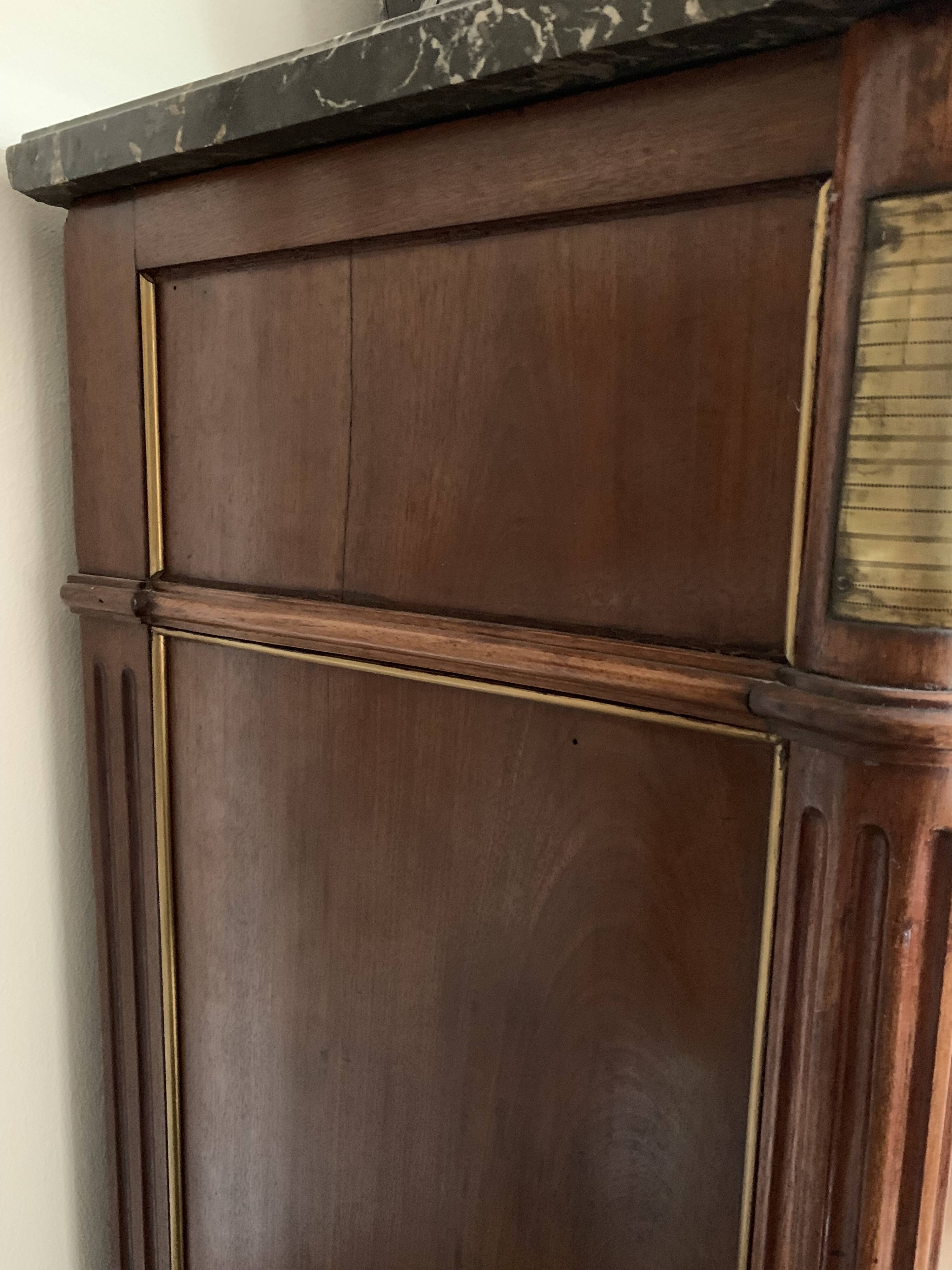 Louis XVI period secretary, in mahogany and Sainte Anne marble, 18th century