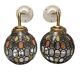 Paire d’appliques murales globes à facettes multicolores
