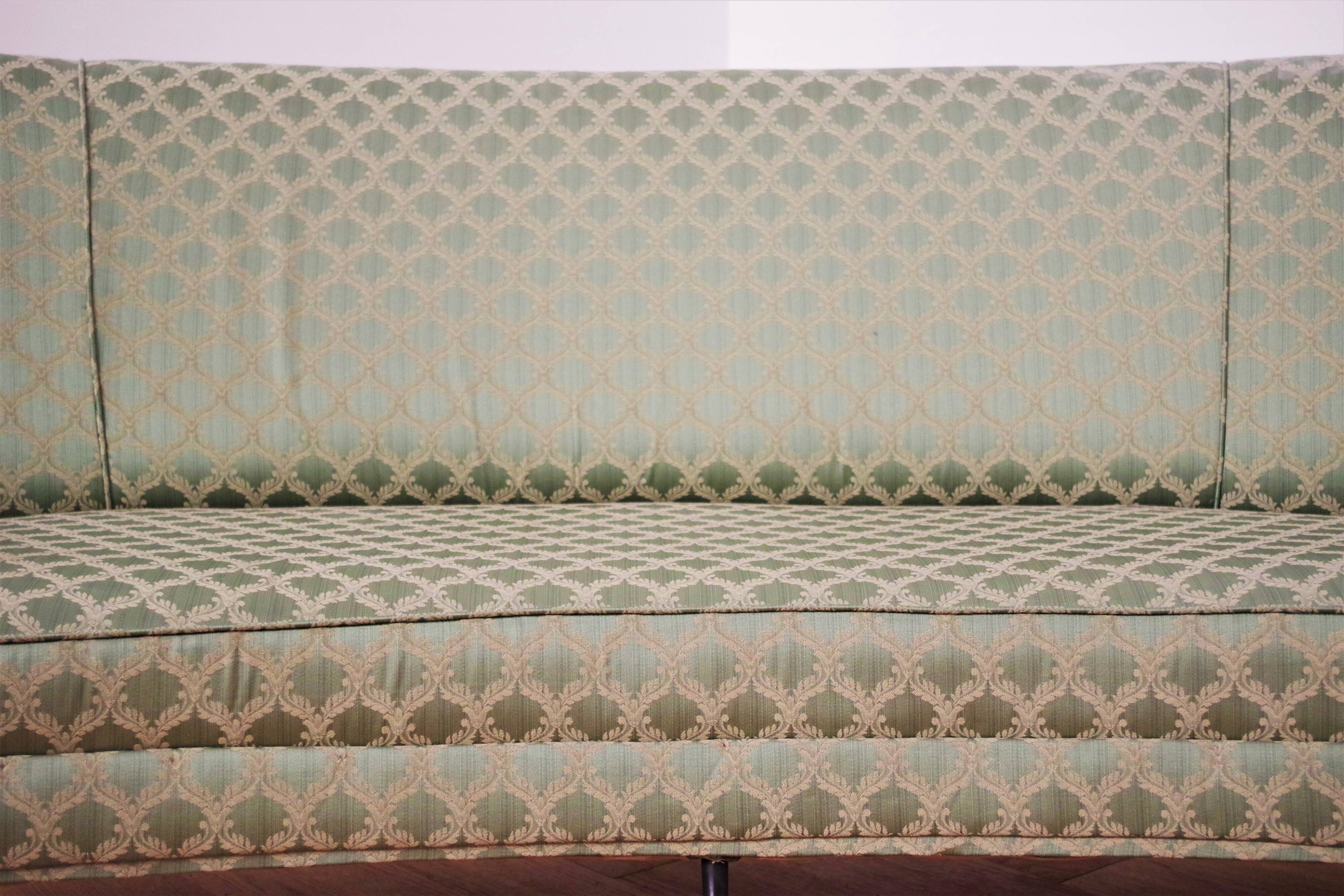 Curved silk sofa by Gigi Radice, 1950