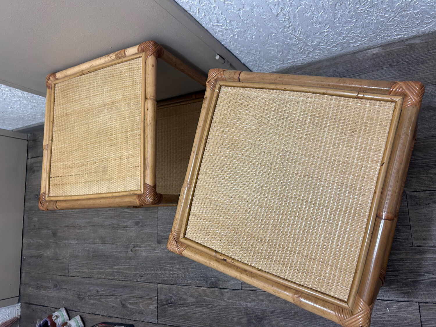 Set of two rattan bedside or side tables