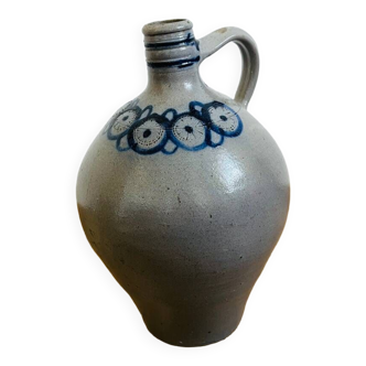 Old large stoneware pitcher vase with wheel patterns