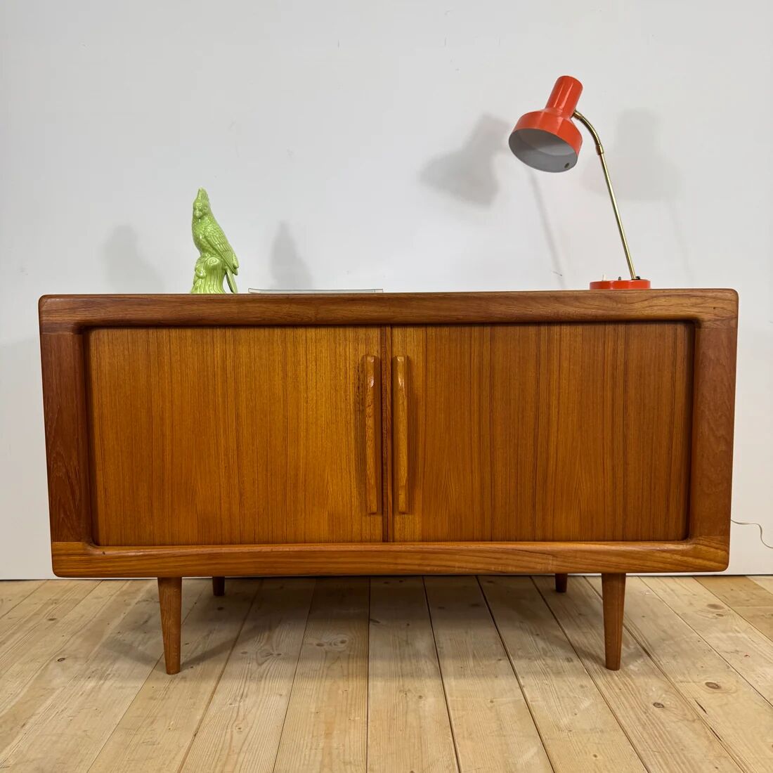 Dyrlund buffet in teak with sliding doors and interior drawers, Denmark 1960.