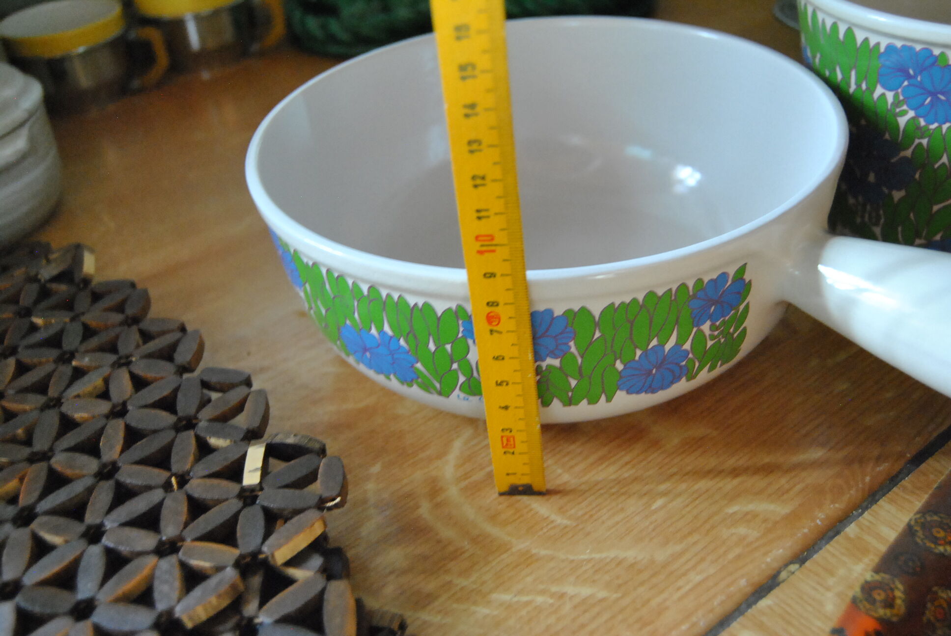 Set of 2 pans Le Creuset blue/green pattern 70s