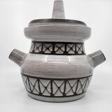 Geometric patterned soup tureens in enamelled stoneware by Emile Masson, Vallauris, 1960