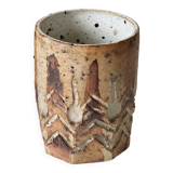 Vintage scarified stoneware vase pot from the 60s