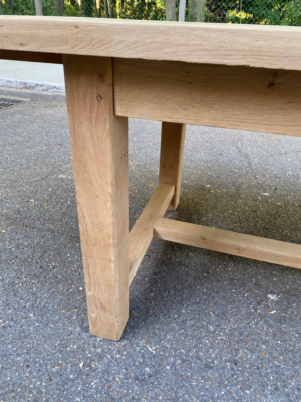 Farmhouse dining table extendable stripped in raw solid oak 180-270cm 1