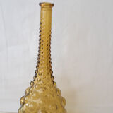 Green yellow bubble glass bottle