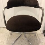 Fauteuil velours année 70 pivotant