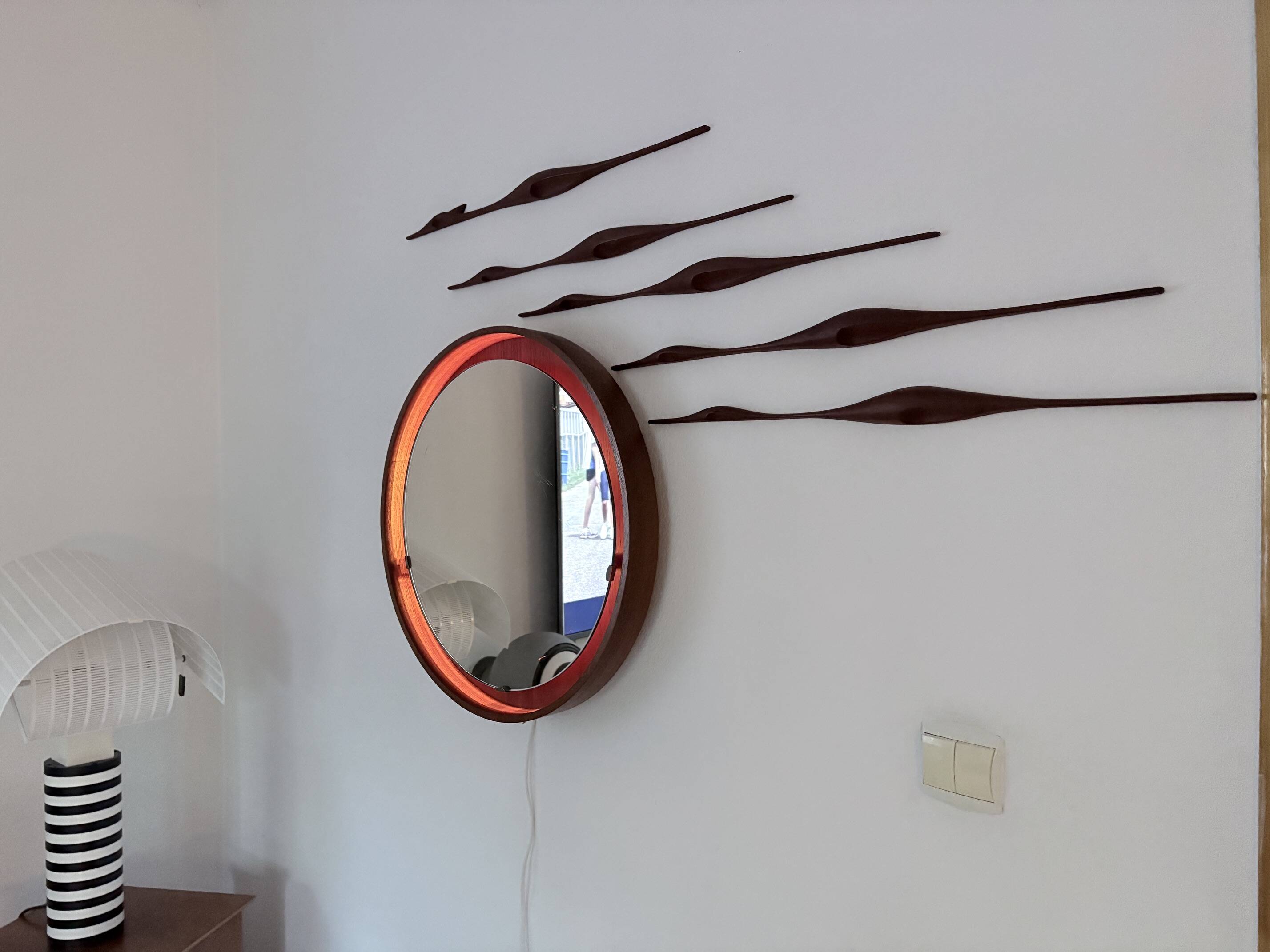 Set of five teak bird wall art, Denmark, 1960s