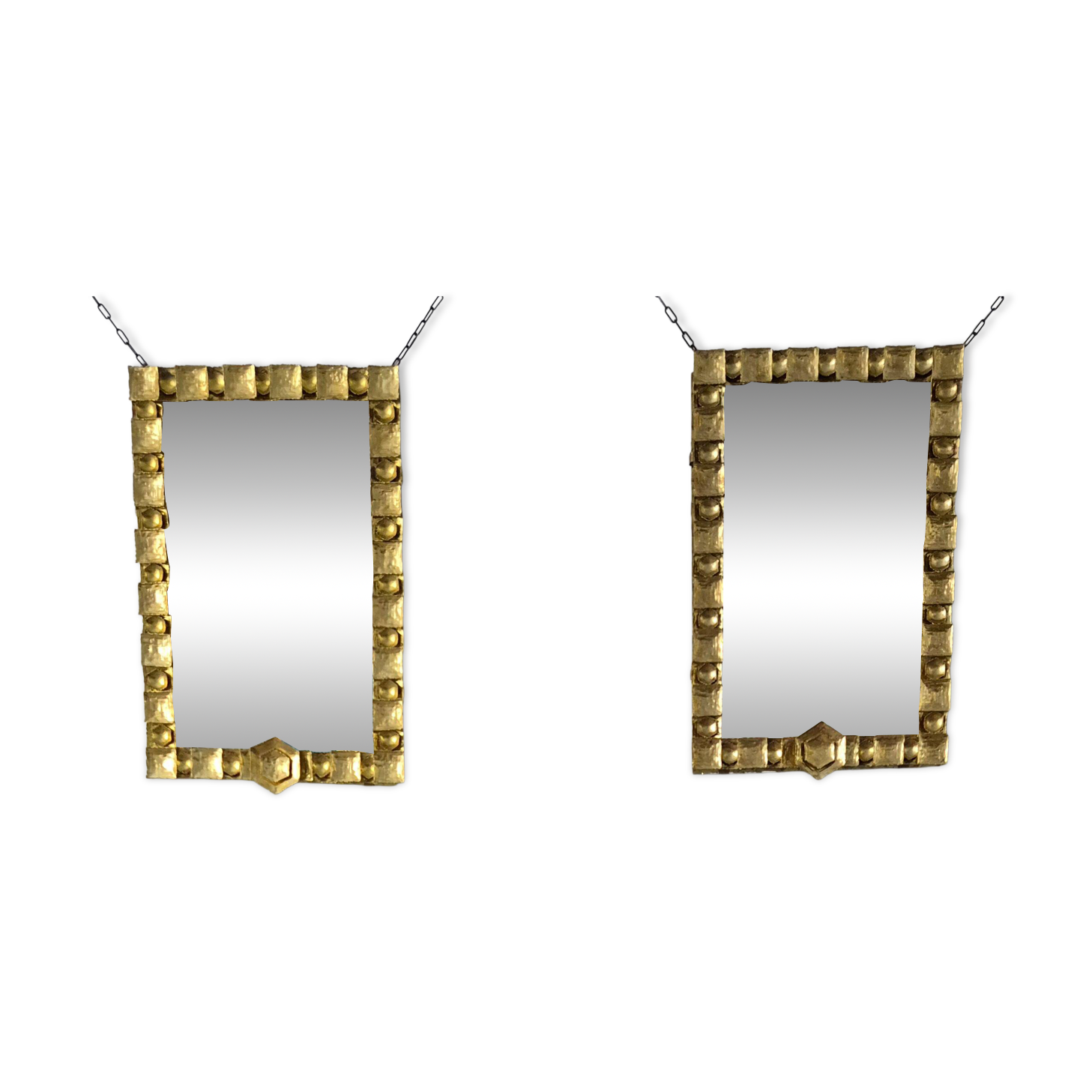 Brutalist brass mirrors by Claës E. Giertta