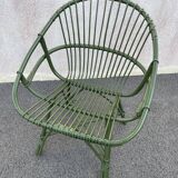 Green rattan armchair