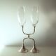 Vintage Pair of Crystal Silver Wedding Anniversary Champagne Flutes