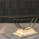 Table basse fer et verre patine antique
