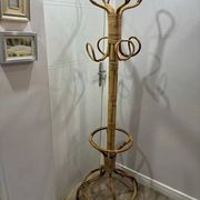 Vintage Italian Bamboo Rattan Coat Stand 1970s