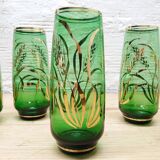 Set 6 emerald green orangeade glasses