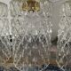 Set of three vintage pendant lamps in chiseled glass