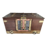 Mauritanian travel chest "Sanduq" copper and iron ornaments late 19th century