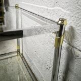 Square coffee table in chrome and gold metal