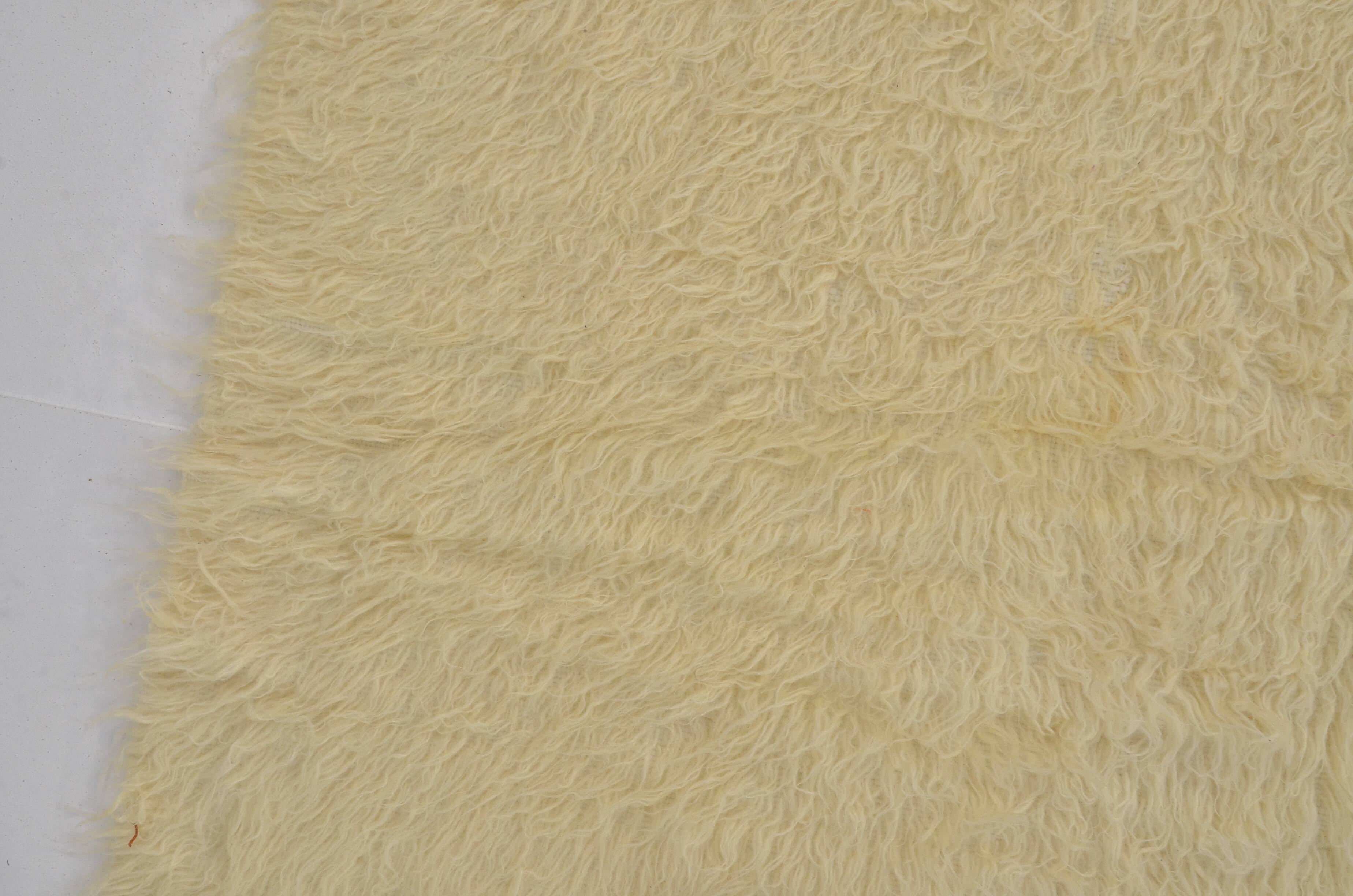 White Vintage Angora Wool Rug sku 1681
