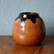 Set of three ethnic glazed terracotta ball vases from the 1970s.
