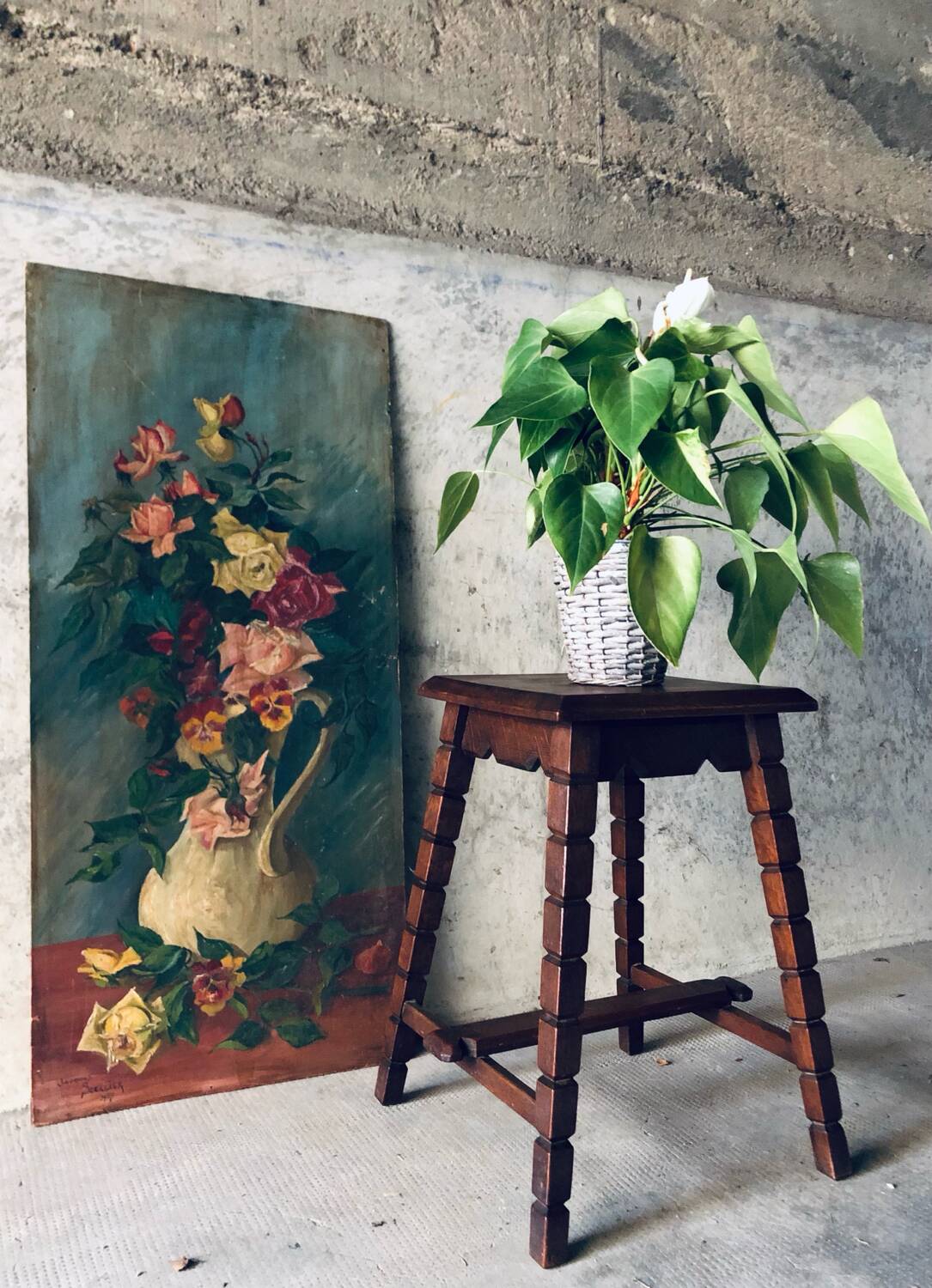 Mid-Century XX Oak Stool or Side Table