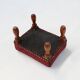 Vintage Art Deco Stool in Red velvet with wooden legs, 1930s