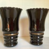 Paire de vases Napoléon III opaline noire