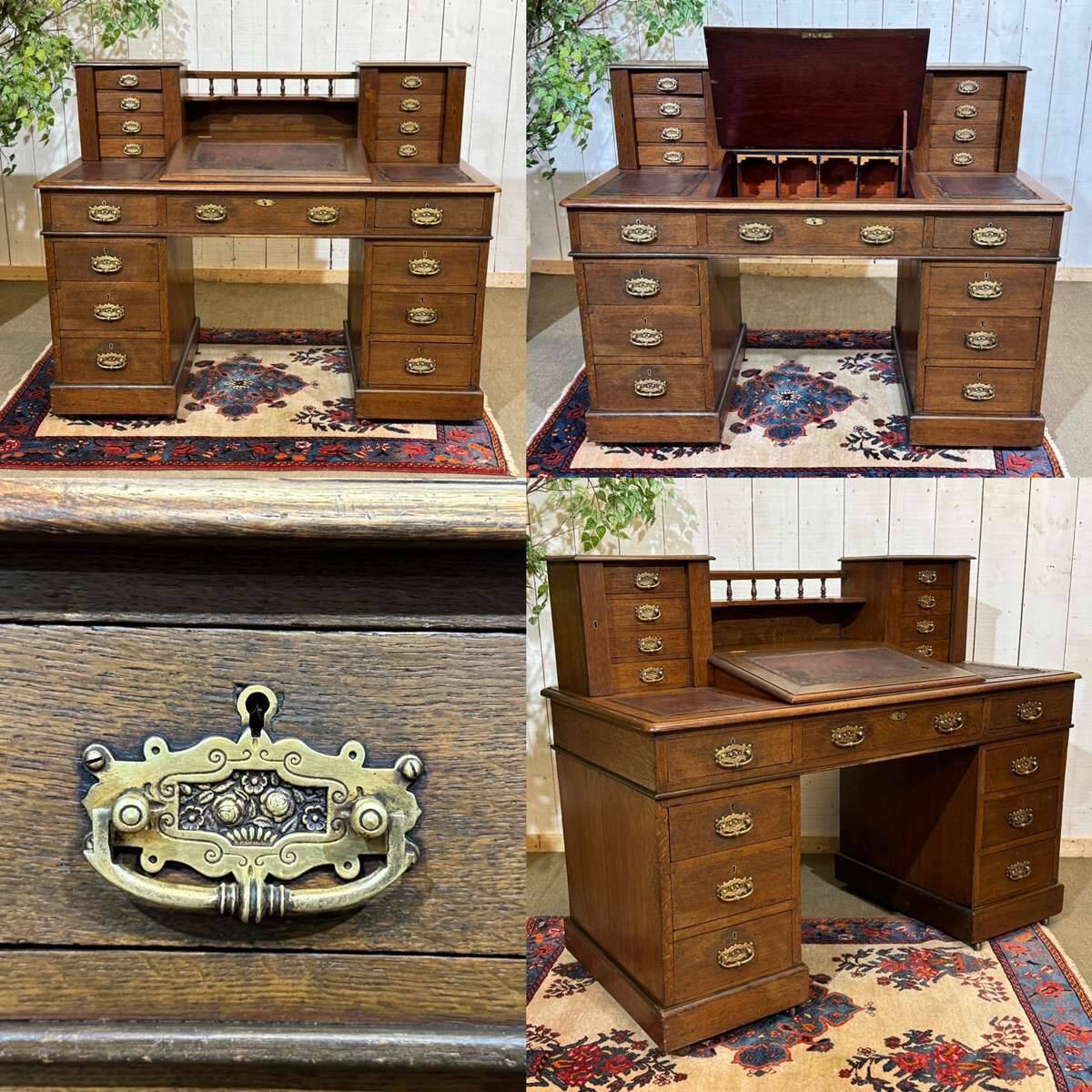English oak graduated desk from the late 19th century.
