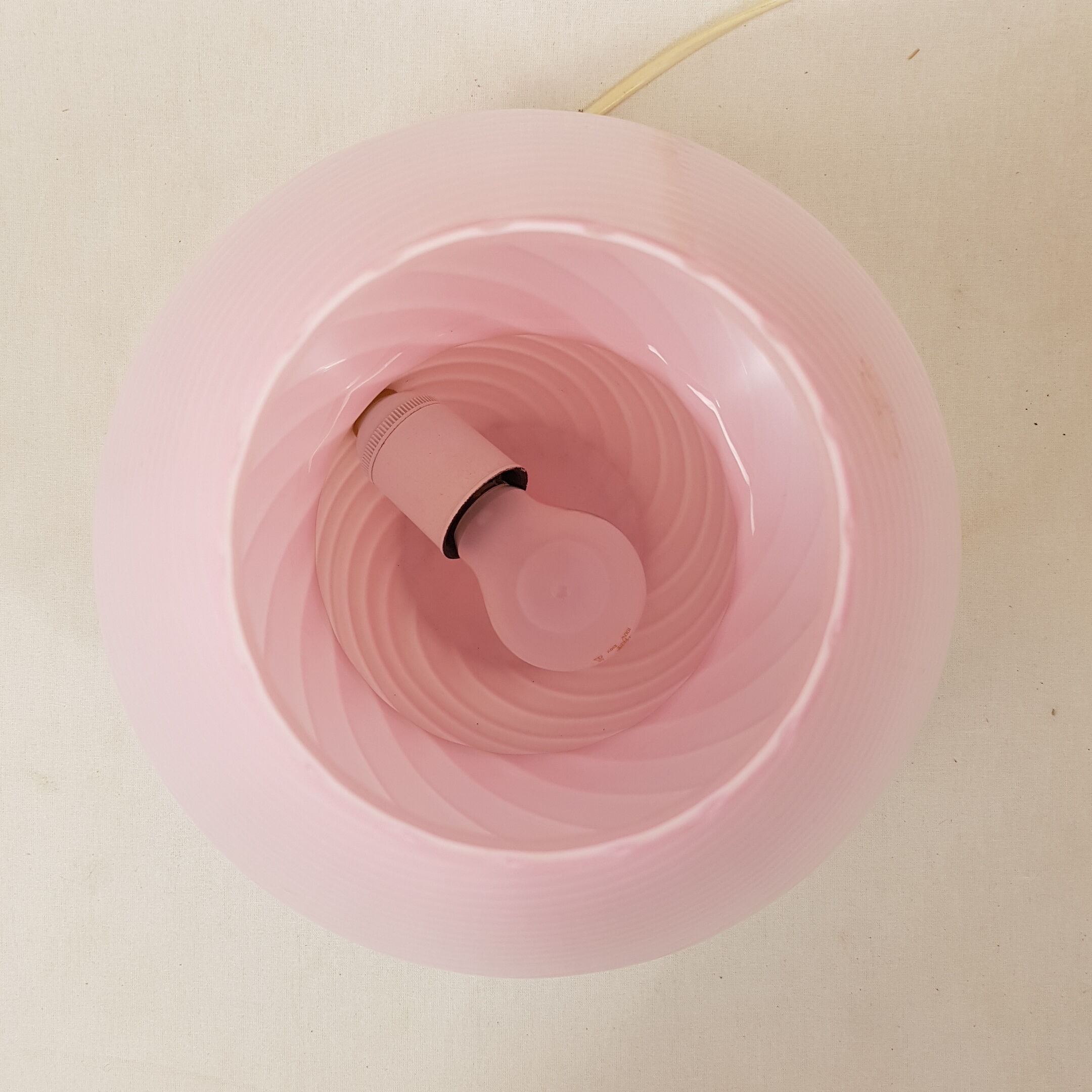 Lamp glass of Murano Venini spiral pink and white