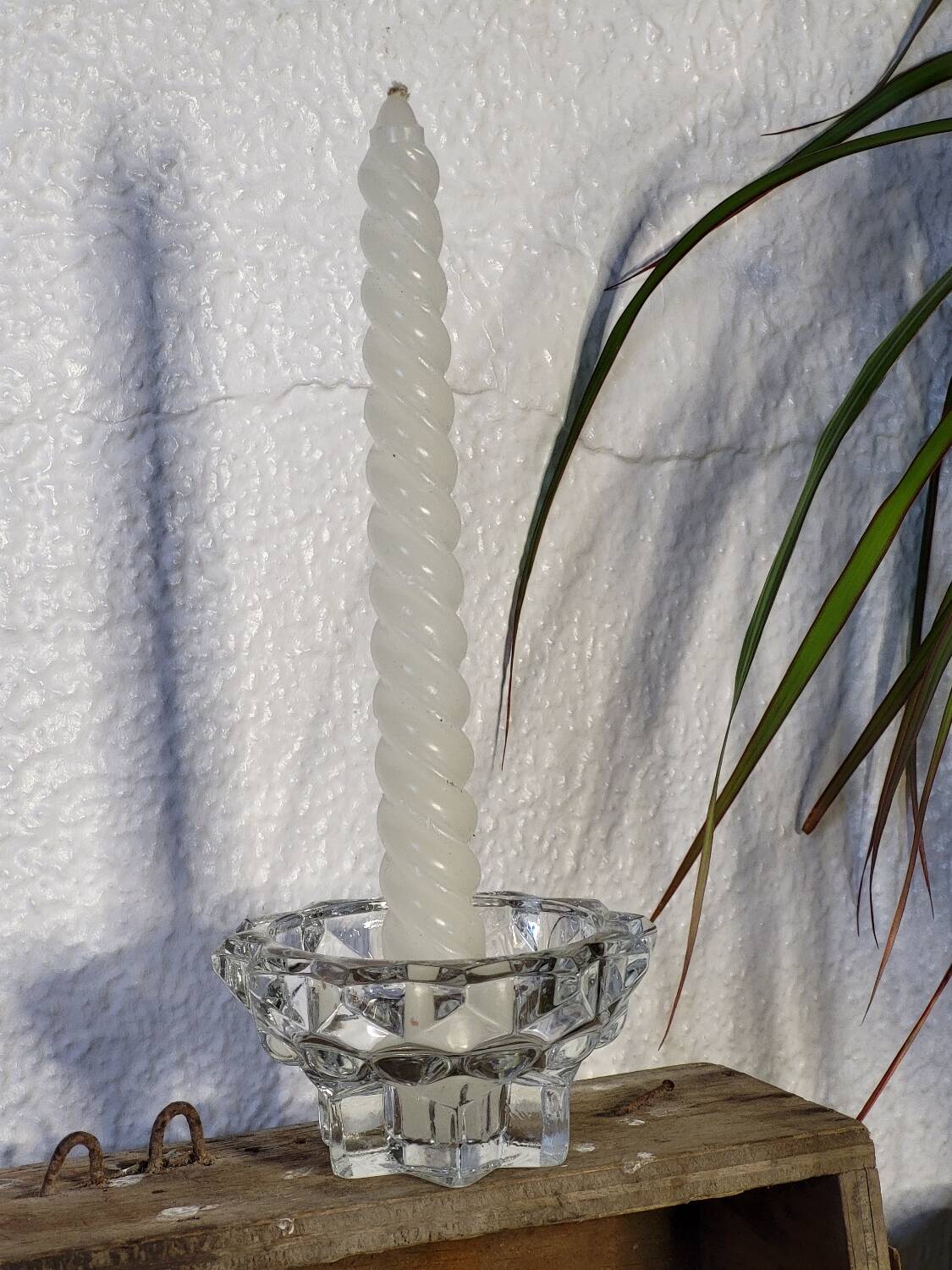 Bougeoir en verre vintage