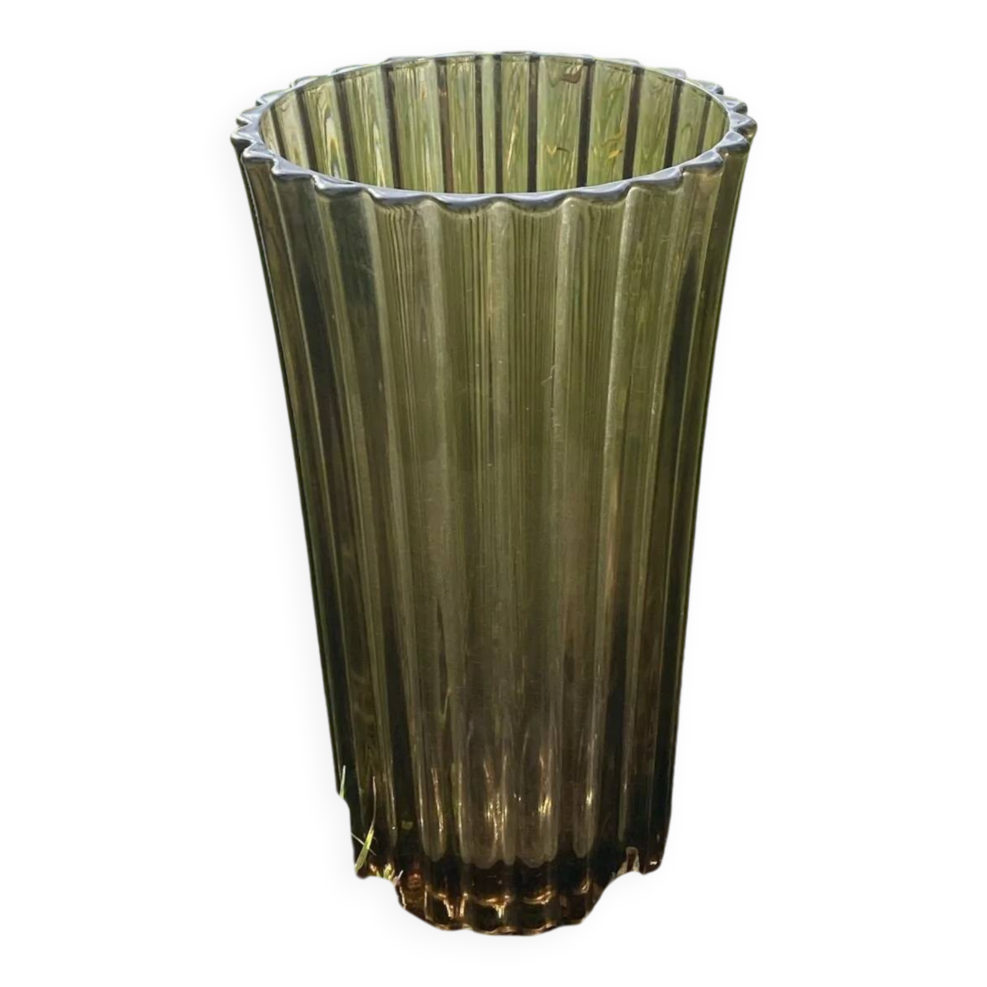 Large Art Deco smoked glass vase – height 32 cm