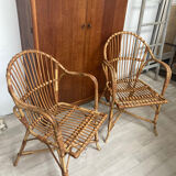 Pair of rattan armchairs