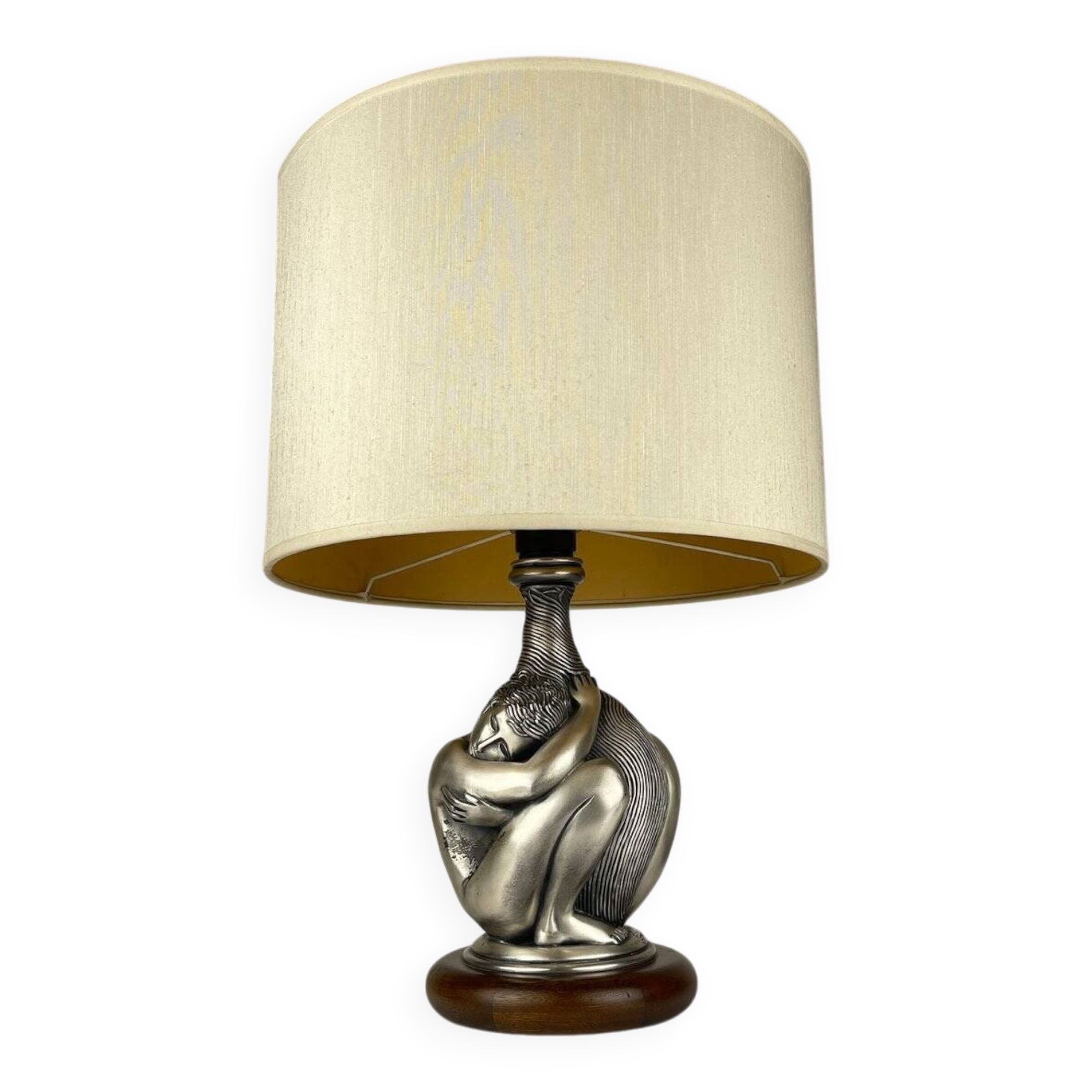 Vintage silver table lamp man and woman by Ottaviani, Italy, 1970s.