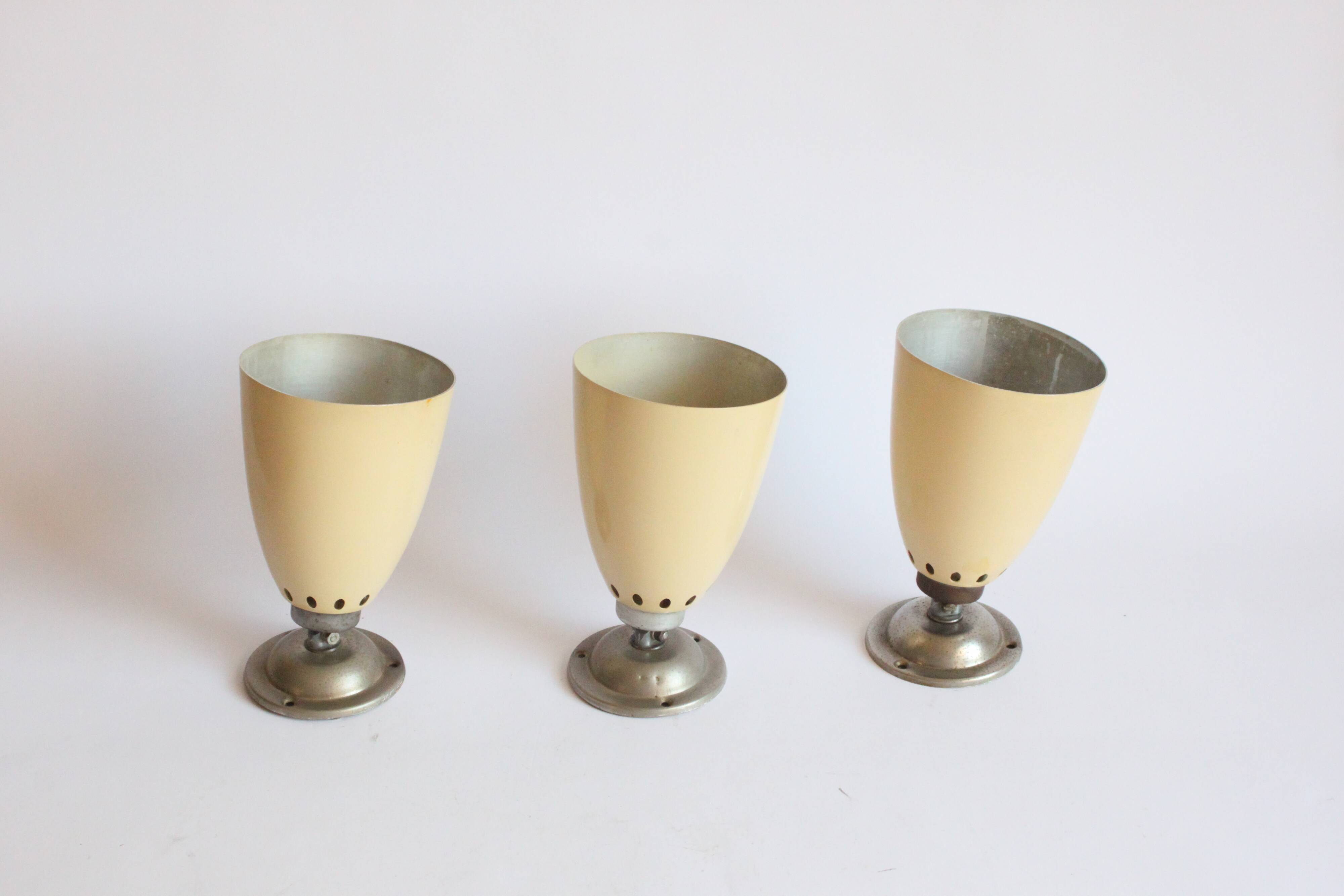 Spots en métal de Lita, France années 1950 Ensemble de trois.