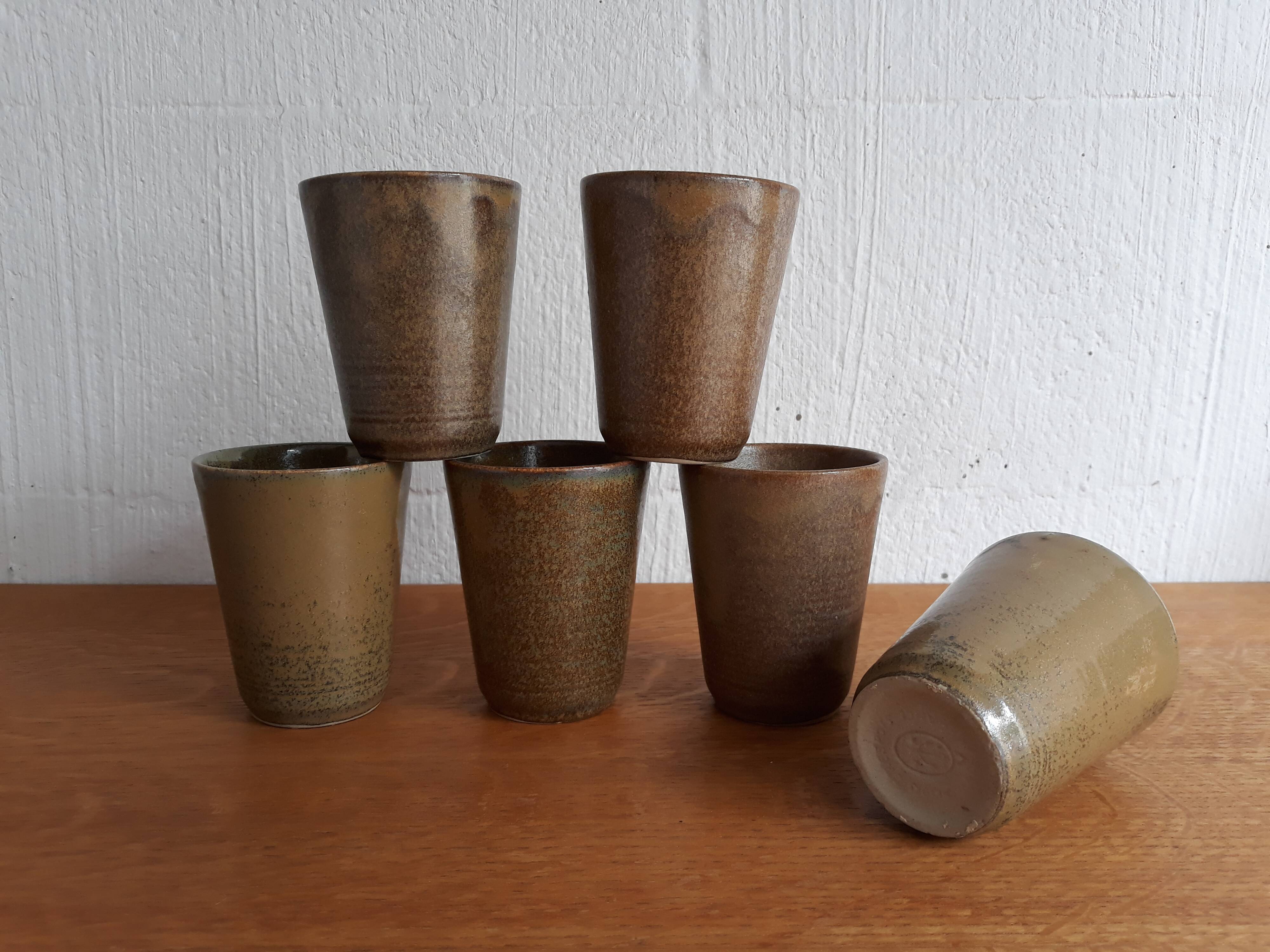 Lot de 6 verre ou tasse en grès