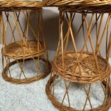 2 tables d’appoint rotin, années 60